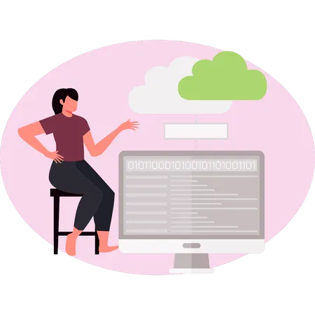 Woman talking about cloud engineering  Illustration