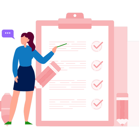 Woman  talking about customer review form  Illustration