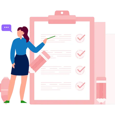 Woman  talking about customer review form  Illustration