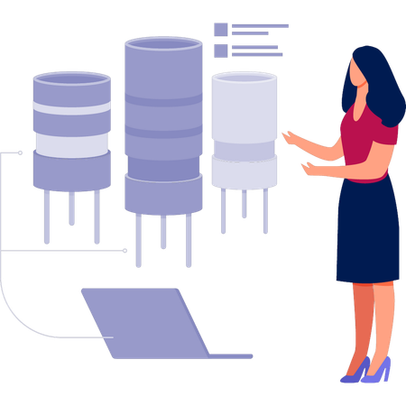 Woman talking about experimental setup  Illustration