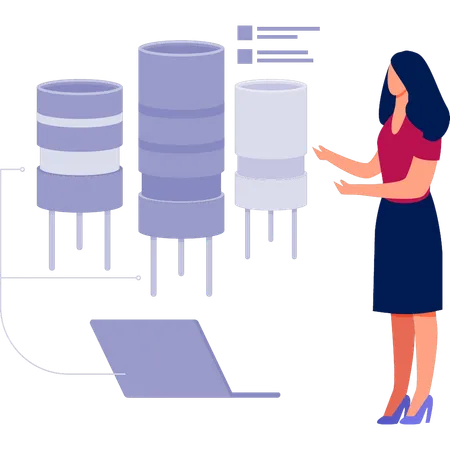 Woman talking about experimental setup  Illustration