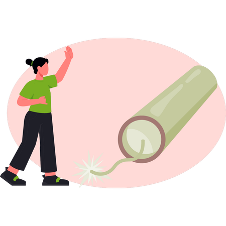 Woman  talking about firecracker  Illustration