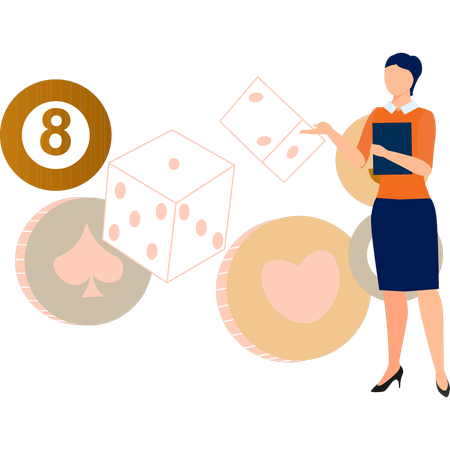 Woman talking about gambling  イラスト