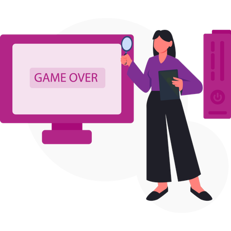 Woman  talking about game over  Illustration