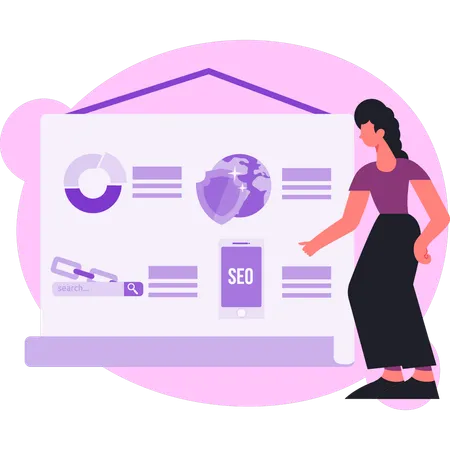 Woman talking about internet search engine information  Illustration