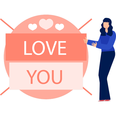 Woman talking about love tag  Illustration