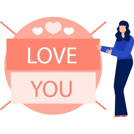 Woman talking about love tag  Illustration