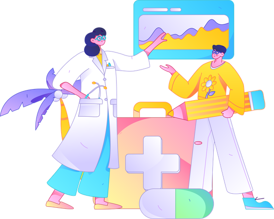 Woman talking about medical talk  Illustration