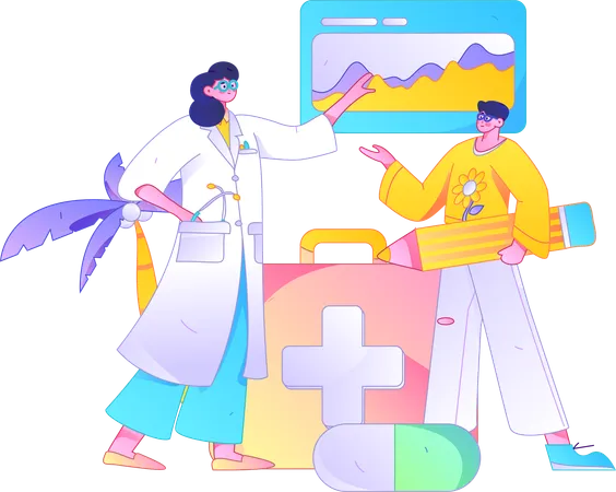 Woman talking about medical talk  Illustration