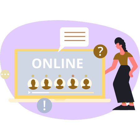 Woman talking about online communication  Illustration