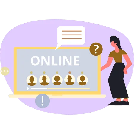 Woman talking about online communication  Illustration