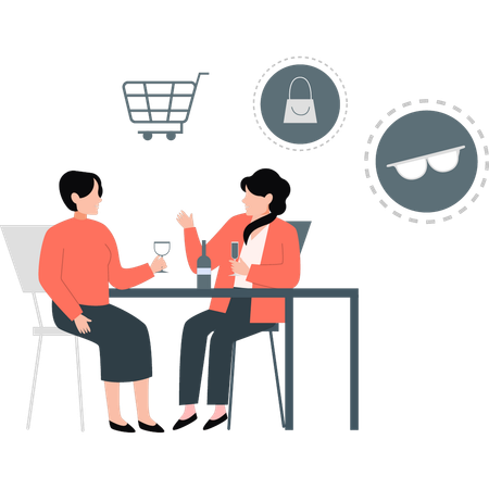 Woman talking about online shopping  Illustration