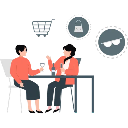 Woman talking about online shopping  Illustration