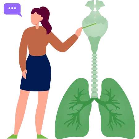 Woman talking about respiratory track  Illustration