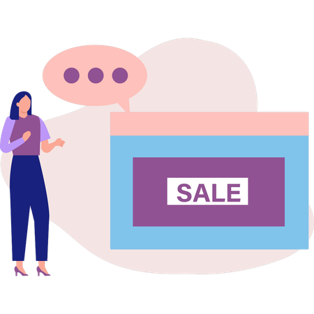 Woman talking about sale  Illustration