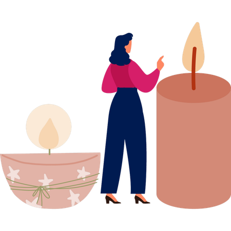 Woman talking about scentsy wickless candle  Illustration