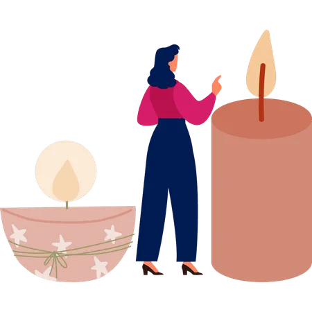 Woman talking about scentsy wickless candle  Illustration