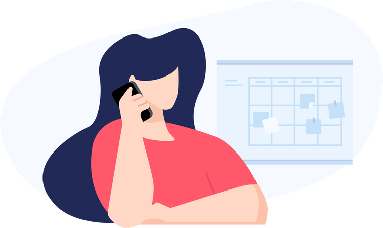 Woman talking about schedule on mobile  Illustration