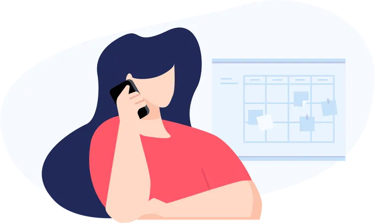 Woman talking about schedule on mobile  Illustration