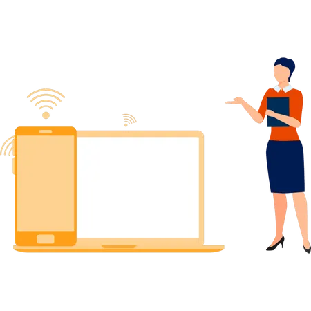 Woman Talking About Sharing Networks  Illustration