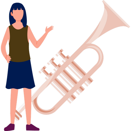 Woman talking about trumpet  Illustration