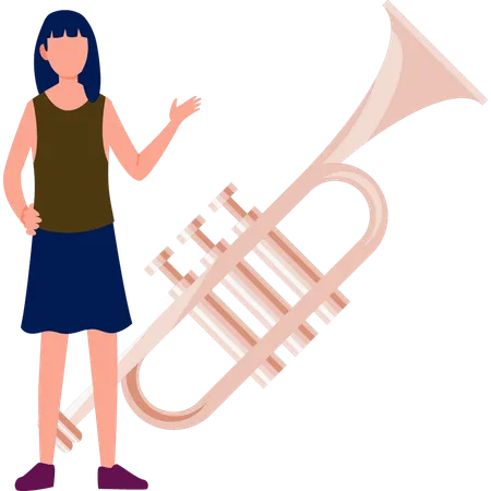 Woman talking about trumpet  Illustration