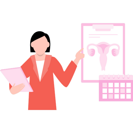 Woman talking about vagina report Illustration