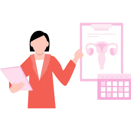 Woman talking about vagina report Illustration