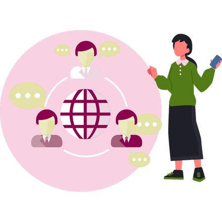 Woman talking about world connection  Illustration