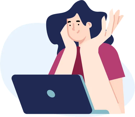 Woman talking on laptop  Illustration