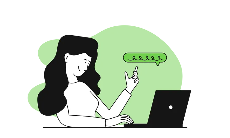 Woman talking on laptop  Illustration