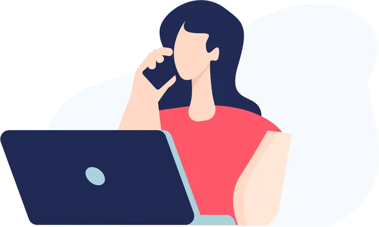 Woman talking on mobile  Illustration
