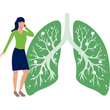 Woman talking on mobile about lungs infection  Illustration
