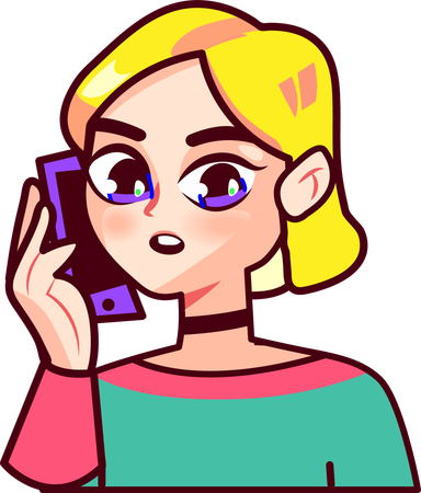 Woman talking on mobile  Illustration