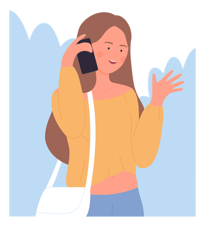 Woman talking on mobile  Illustration