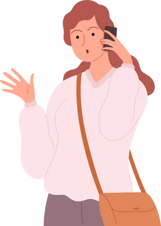 Woman talking on mobile  Illustration