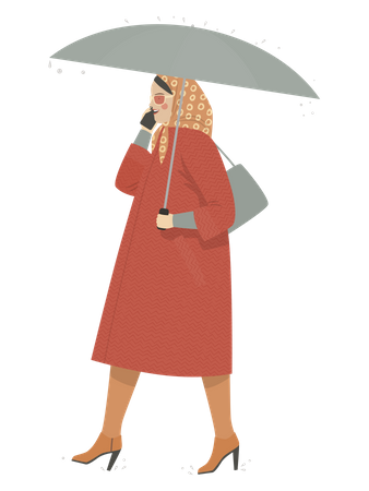 Woman talking on phone Illustration