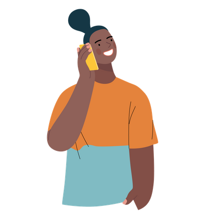 Woman talking on phone Illustration
