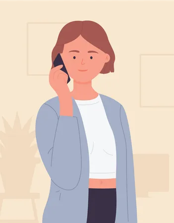 Woman Talking On Phone  Illustration