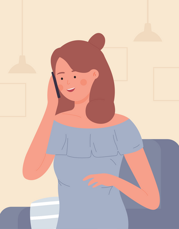 Woman Talking On Phone  Illustration