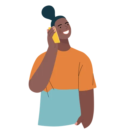 Woman talking on phone  Illustration