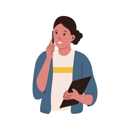 Woman Talking On Phone  Illustration