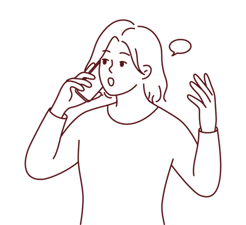 Woman talking on phone  Illustration