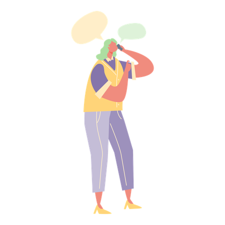 Woman talking on phone  Illustration