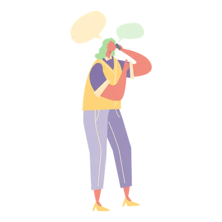 Woman talking on phone  Illustration