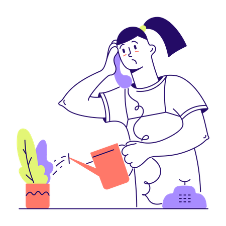 Woman talking on phone in office  Illustration