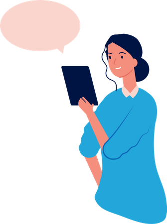 Woman Talking On Smartphone  Illustration