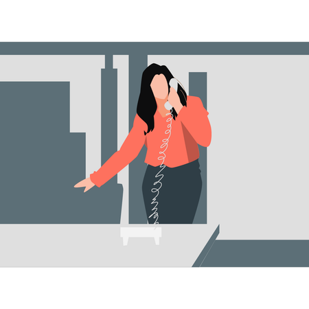 Woman talking on telephone  Illustration