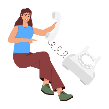 Woman talking on telephone  Illustration