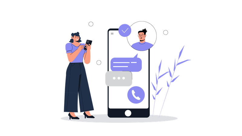 Woman talking on video call with man  Illustration